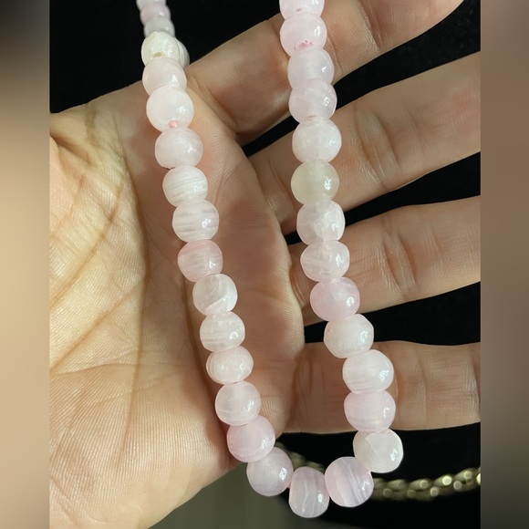 GENUINE ROSE QUARTZ 30” Strand Necklace Natural Gemstones Peace Tranquility - Picture 4 of 4